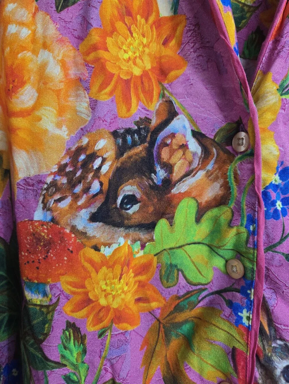 Powder Pajama Set Woodland Creatures Vibrant Pink Top And Pants